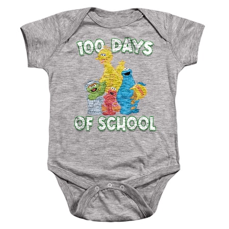 Sesame Street 100 Days of School Unisex Infant Snap Suit for Baby, Athletic Heather, Medium