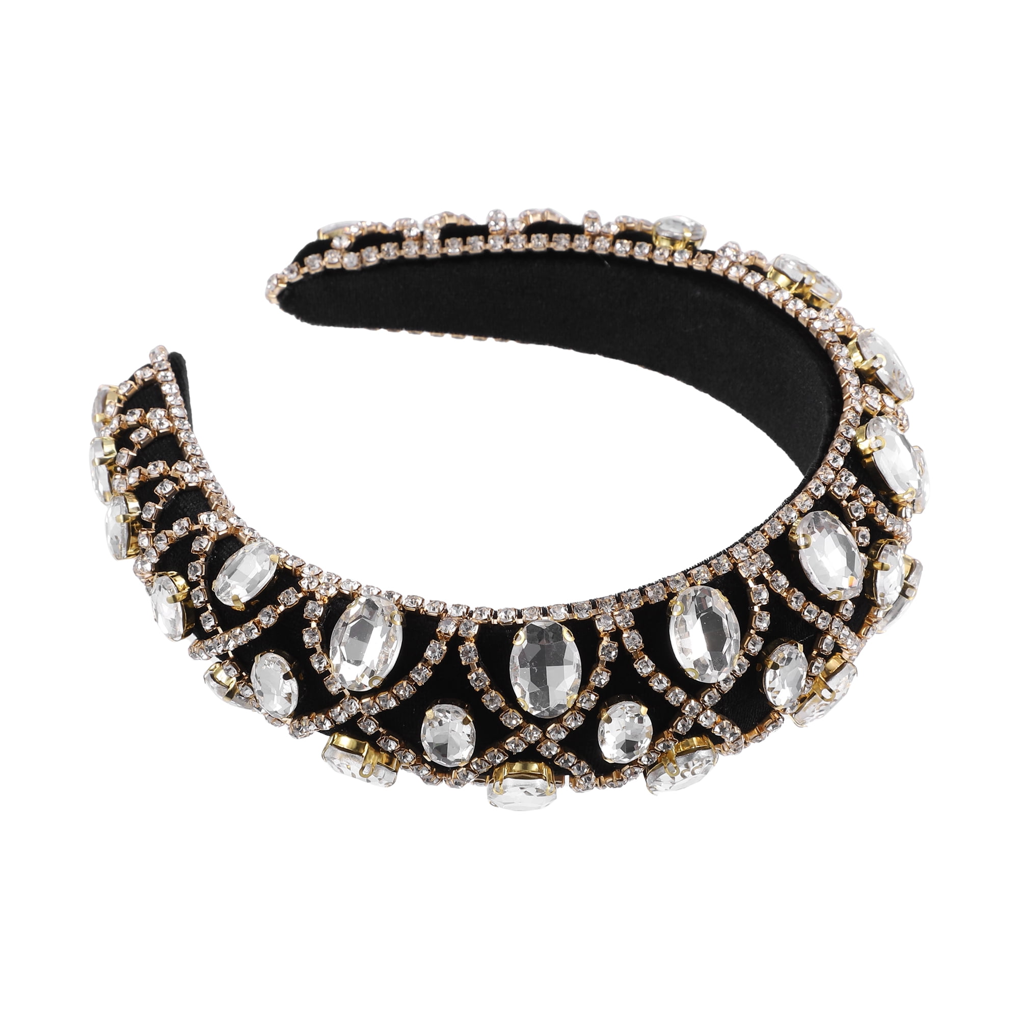 Unique Bargains Faux Crystal Padded Headband Gold Tone