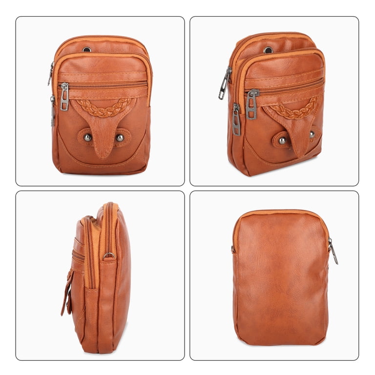 TSV PU Leather Small Crossbody Cell Phone Bag, Brown photo 6