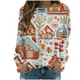 thumbnail image 2 of Craaazy Christmas Women's Fashion Printed Loose Long Sleeve Blouse Round Neck Hoodless Sweatshirts Gifts, 2 of 5