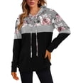 thumbnail image 3 of Sudaderas con capucha Onlypuff Fashion para mujer con estampado floral negro, talla L, 3 of 4