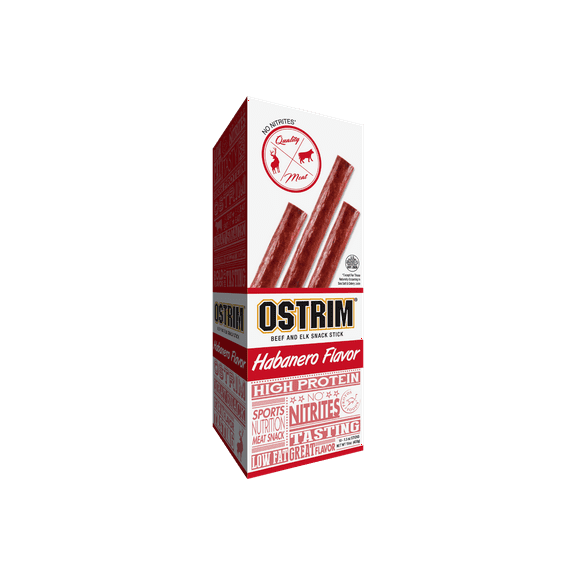Ostrim Beef & Elk Snack Stick, Habanero, Pack of 10, 1.5 oz sticks