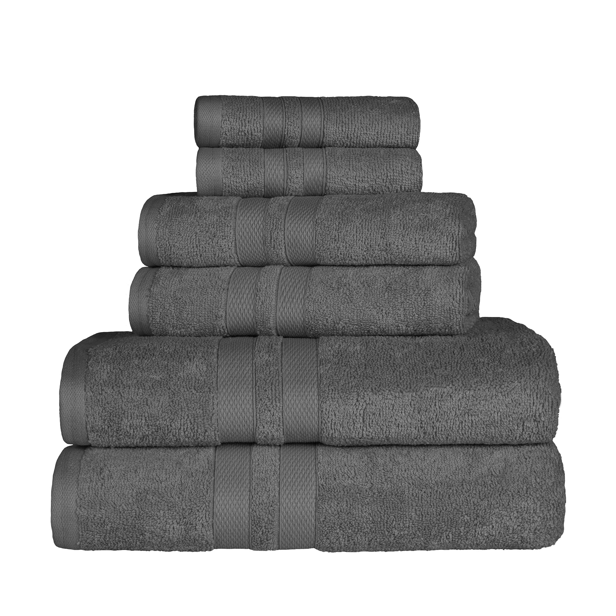 Superior Ultra Soft Cotton Solid 6-Piece Towel Sets, Charcoal
