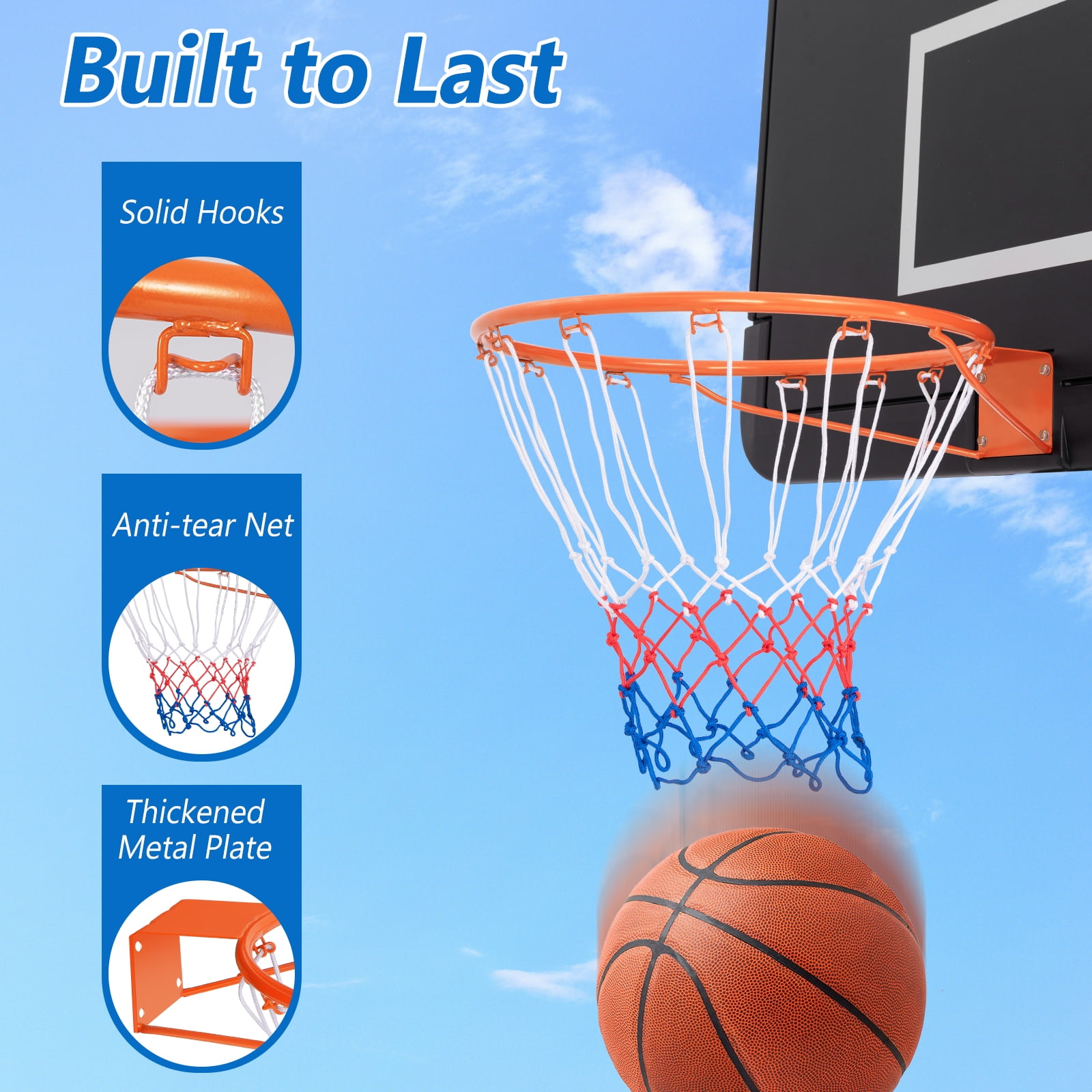 Cerceau De Basket Complet (jante + Filet) - Taille Standard - Extérieur/Intérieur - Occasion