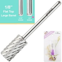 USA PANA 1/8" Professional Flat Top Large Barrel Carbide Bit - Nail Drill Bit for Manicure Pedicure Tools Dremel Machine - Silver, 3X Coarse Grit