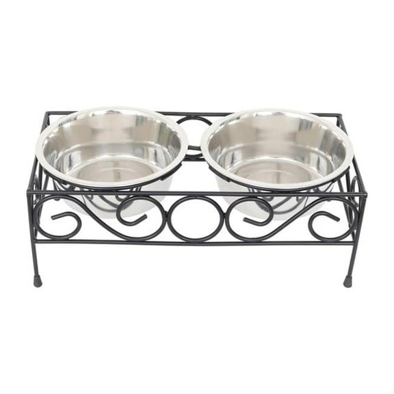 16 oz Elevated wired Pet Double Diner with Stainless Steel Bowls for Dogs & Cats - Small
