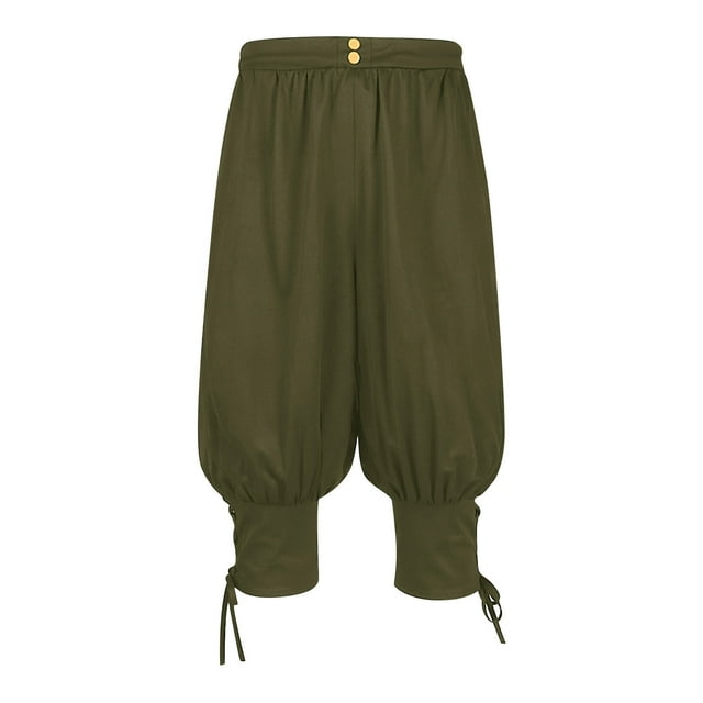 TIMIFIS Men's Ankle Banded Pants Medieval Pirate Costume Trousers Renaissance Gothic Pants- GreenFall s