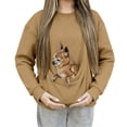 thumbnail image 4 of Chandails d'Automne Grande Taille pour Femmes Mode Décontractée Couleur Unie Poche Col Rond Manches Longues Chandail en Molleton Amusant, 4 of 7