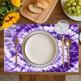 thumbnail image 4 of Purple Ombre Placemats Set of 8, Modern Abstract Tie Dye Painting Art Placemats for Dining Table, Place Mats for Kitchen Tabletop, Waterproof Wipeable Dining Table Mats Set, 4 of 9