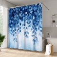 thumbnail image 3 of Lfeey Blue Leaves Shower Curtain, Boho Waterproof Machine Washable Fabric with 14 Hooks, 72"x84", 3 of 6