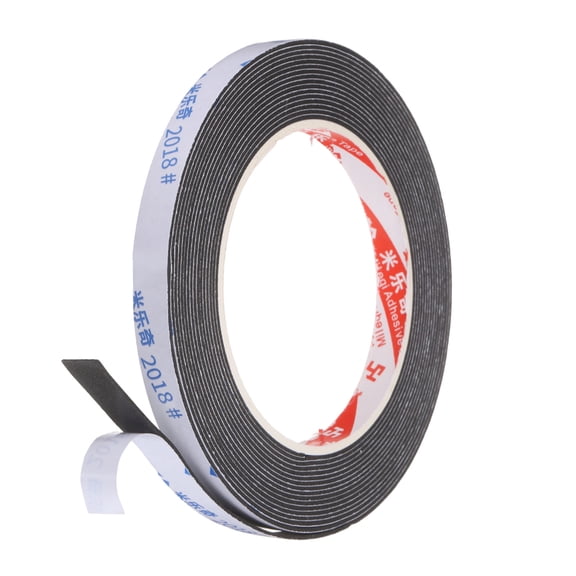Uxcell Sponge Rubber Foam Tape, 3/8" W x 1/32" t x 16.4ft l Self-Adhesive Foam Insulation Tape Weather Stripping for Window Door Soundproofing Weatherstrip AC Seal Strip, Black