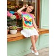 thumbnail image 3 of Lanbubble Girls Graphic T-Shirt Tie Dye Kids Short Sleeve Tee Shirt Tie Front Tops 7-12 Years, 3 of 9