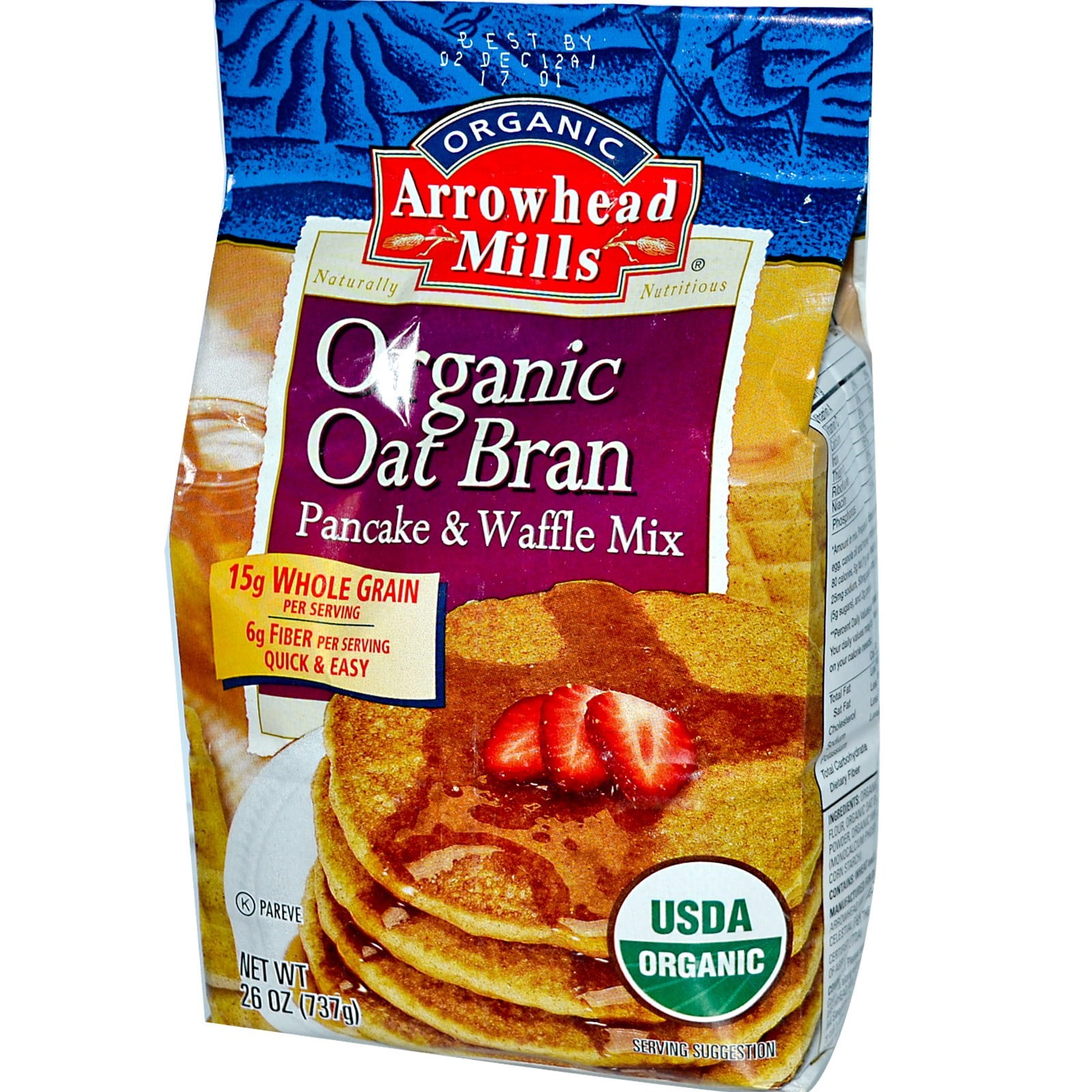 Arrowhead Mills Organic Oat Bran Pancake and Waffle Mix 26 oz