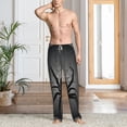 thumbnail image 5 of Uemuo Black Spiders Pattern Men's Wide Leg Palazzo Lounge Pants with Pockets Light Weight Loose Comfy Casual Pajama Pants-Small, 5 of 9