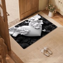 Butterfly Rug Non-Slip Door Mat Welcome Mat with 3D Flower Pattern for Entryway Bathroom Kitchen Indoor Outdoor Use(K)