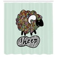 thumbnail image 3 of Ambesonne Indie Shower Curtain, Hipster Doodle Fun Sheep, 69"Wx75"L, Multicolor, 3 of 3