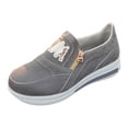 thumbnail image 7 of Platform Sneakers for Women Breathable Round Toe Chunky Bottom Slip on Low Top Side Zipper Flat Comfortable Walking Shoes Gray Size 8.5, 7 of 7