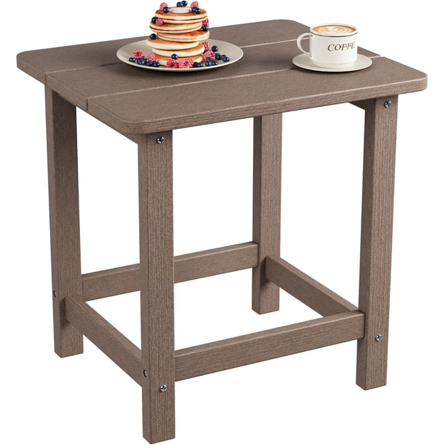 YUSAZENS Petite Table Basse Carrée d'Extérieur en HDPE, Résistante aux Intempéries pour Terrasse et Jardin, Siège d'Extérieur Brun