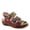 DARK RED MULTI, variant on L`Artiste Bethie Women’s Floral Leather Sandal with Soft Adjustable Comfort