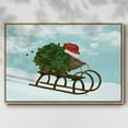thumbnail image 2 of Christmas Holly Hedgehog Sledding - Framed Gallery Wrapped Holiday Canvas - 25 x 37 - Natural Wood Frame, 2 of 8