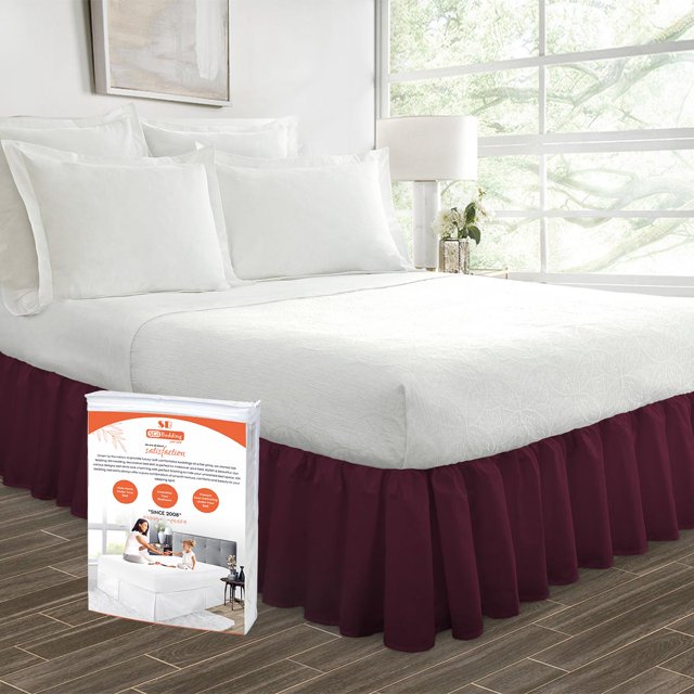 SGI Bedding 16 Inch Ruffled Bedskirt | Microfiber Ruffled Bed Skirt | Fade-Resistant, Wrinkle-free, Anti-static, Decorative, Extra Storage Space, Clutter-Free |Full, Wine