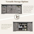 thumbnail image 2 of T4TREAM Farmhouse Sideboard Buffet Cabinet, 66" Wide Kitchen Storage Cabinet with 7 Drawers, Sliding Barn Door & Adjustable Shelf, Gray, 2 of 6