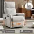 thumbnail image 3 of Leumius Manual Swivel Rocker Recliner Chair for Adults,Overstuffed Reclining Glider Chair with Vibration Massage & Heat,Upholstered Recliners with Side Pockets for Living Room,Light Gray Chenille, 3 of 10