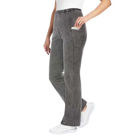 Woman Within Plus Size Tall Stretch-Cotton Knit Pull-On Bootcut Pocket Leggings
