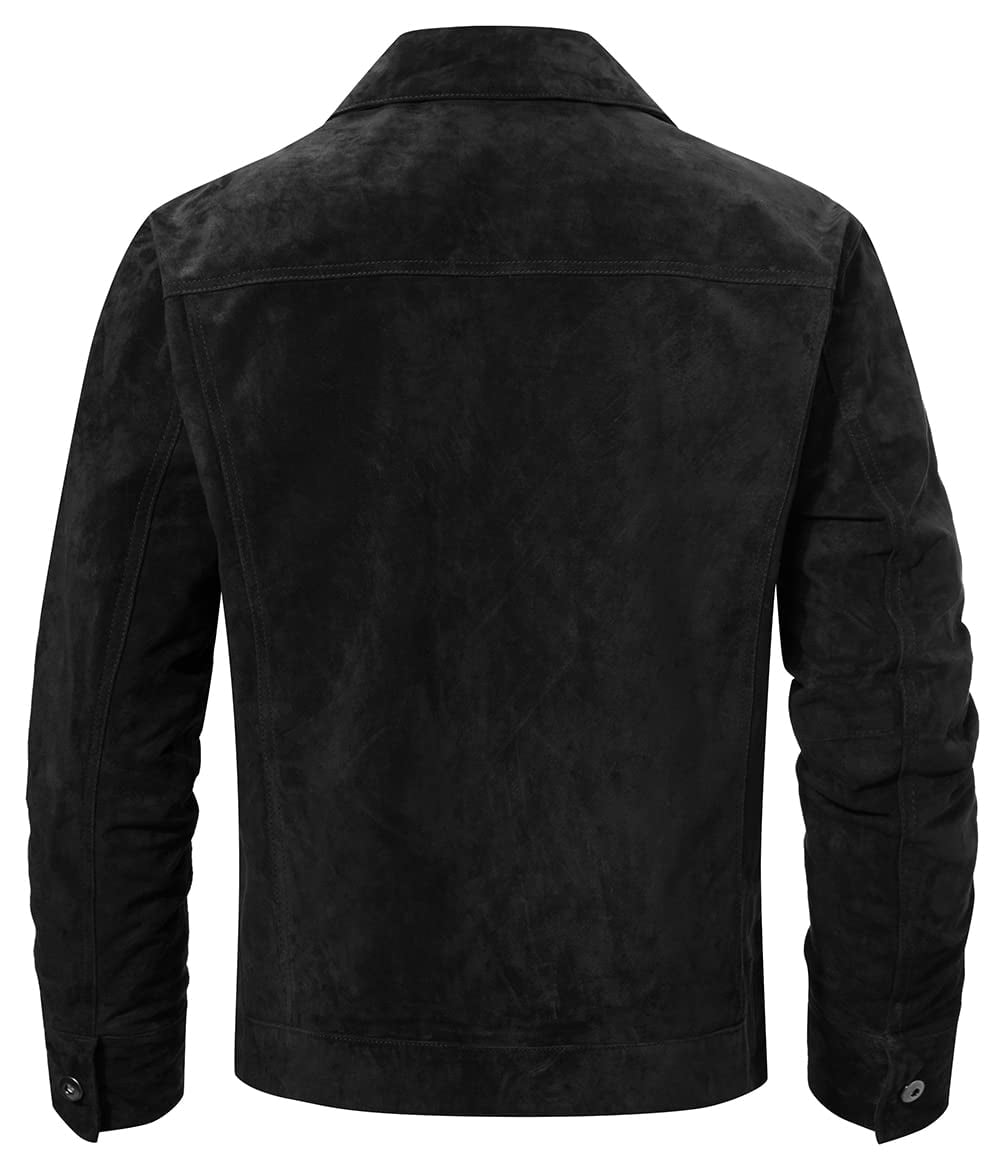 FLAVOR Men's Suede Leather Jacket Trucker Coat (3X-Large FLAVOR Men's Suede Leather Jacket Trucker Coat (3X-Large