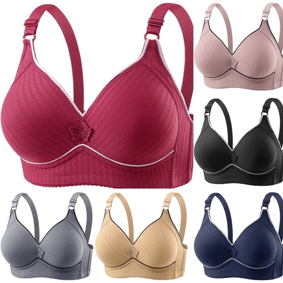 2026 Womens Wireless Bras Seamless No Underwire Front Closure Bra Full Coverage with Adjustable Straps Beige, Size 38
