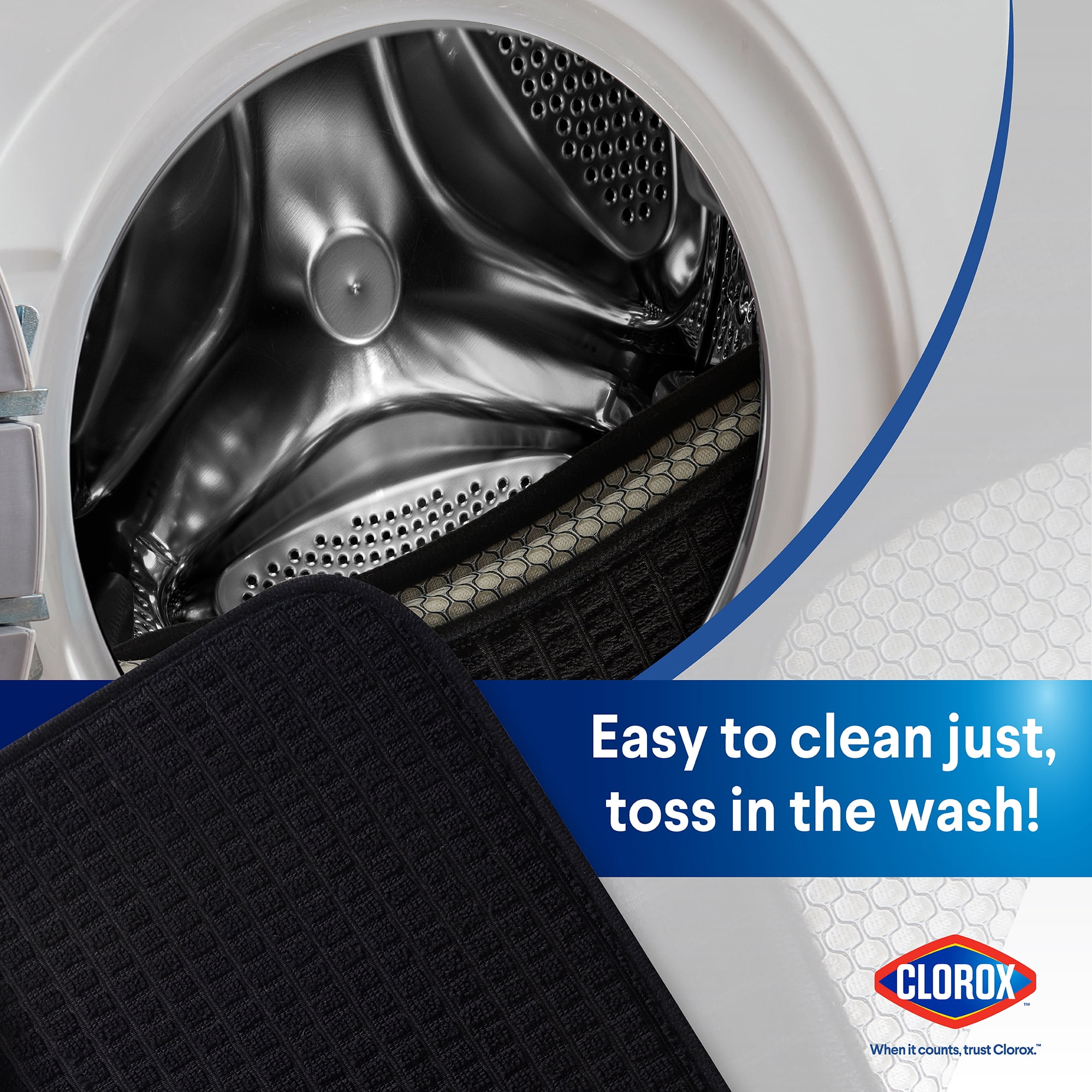 Clorox Dish Drying Mat, Absorbent Microfiber, 50% Recycled for Kitchen, 15" x 20" Black