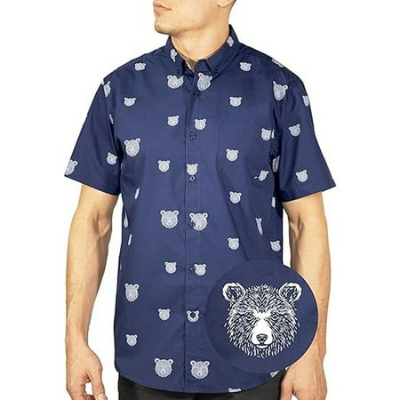 Visive Mens Big And Tall Short Sleeve Button Shirt  Printed Bear Shirts