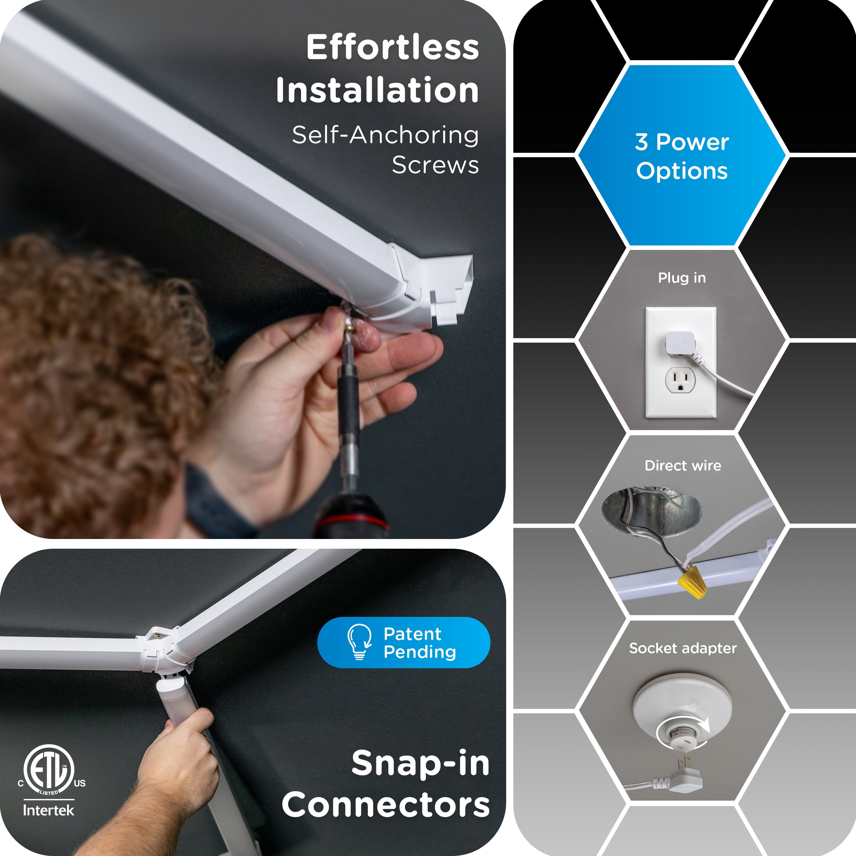 Enbrighten Ultrabrite Hexagon Garage Lights, 24 Bars, 5 Hex Lights, Dimmable with Remote, for Garage, Gym, Shop and More