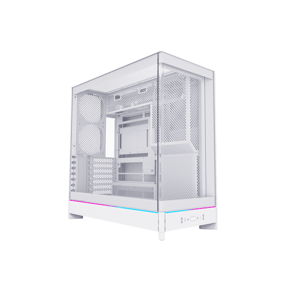 MONTECH HS02, ATX Mid-Tower PC Case, Gaming PC, High-Airflow, Reversible Layout, Sturdy Curved Tempered Glass Front Panel, Sink-in Design, Toolless Panels, White, US