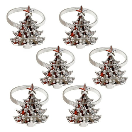 

ActFu 6Pcs Christmas Napkin Rings Anti-rust Exquisite Alloy Silver Color Snowflake Xmas Napkin Ring Holder for Party