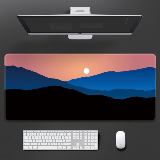 Alfombrilla de ratón de juego de ballena rosa de paisaje lindo, patrón de puesta de sol de gran tamaño, teclado de escritorio, bloqueo de borde, almohadilla de mesa de goma lavable LIUWENJING unisex