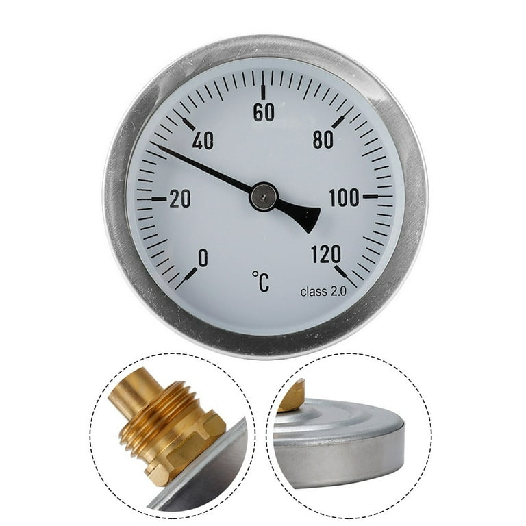 Stainless Steel Gas Grill Analog Bimetall Thermometer Mount 120°C  Calibration