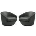 thumbnail image 3 of UIXE Swivel Barrel Accent Chair Set of 2 PU Leather Club Chair Upholstered Armchair for Living Room Modern Round Arm Chair, Black, 3 of 6