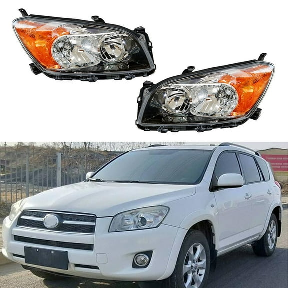 Fit for Toyota RAV4 2009-2012 Headlight Headlamp Housing Assemblies (2-Pcs, without Bulbs)