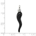 thumbnail image 2 of Pendentif en Forme de Corne Italienne Émail Noir en Argent Sterling 925, 2 of 2