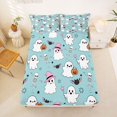 thumbnail image 5 of Manfei Cartoon Cute Ghost Halloween King Sheets,Pumpkin With Bat Spider Web Bedding,4-Piece,1 Flat Sheet,1 Fitted Sheet and 2 Pillowcases, 5 of 6