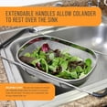 thumbnail image 3 of Stainless Steel Colander, Over Sink Fine Mesh Strainer with Extendable Handles for Pasta, Vegetables, and Fruits, 3 of 6