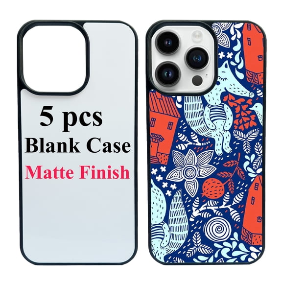 5 Packs Sublimation Blank Phone Case Covers Compatible with iPhone 15 Pro, 6.1" 2D Blanks Dye Phone Case With Aluminum Inserts Personalized Printable Sub Phone Cover Blanks Soft Rubber Black