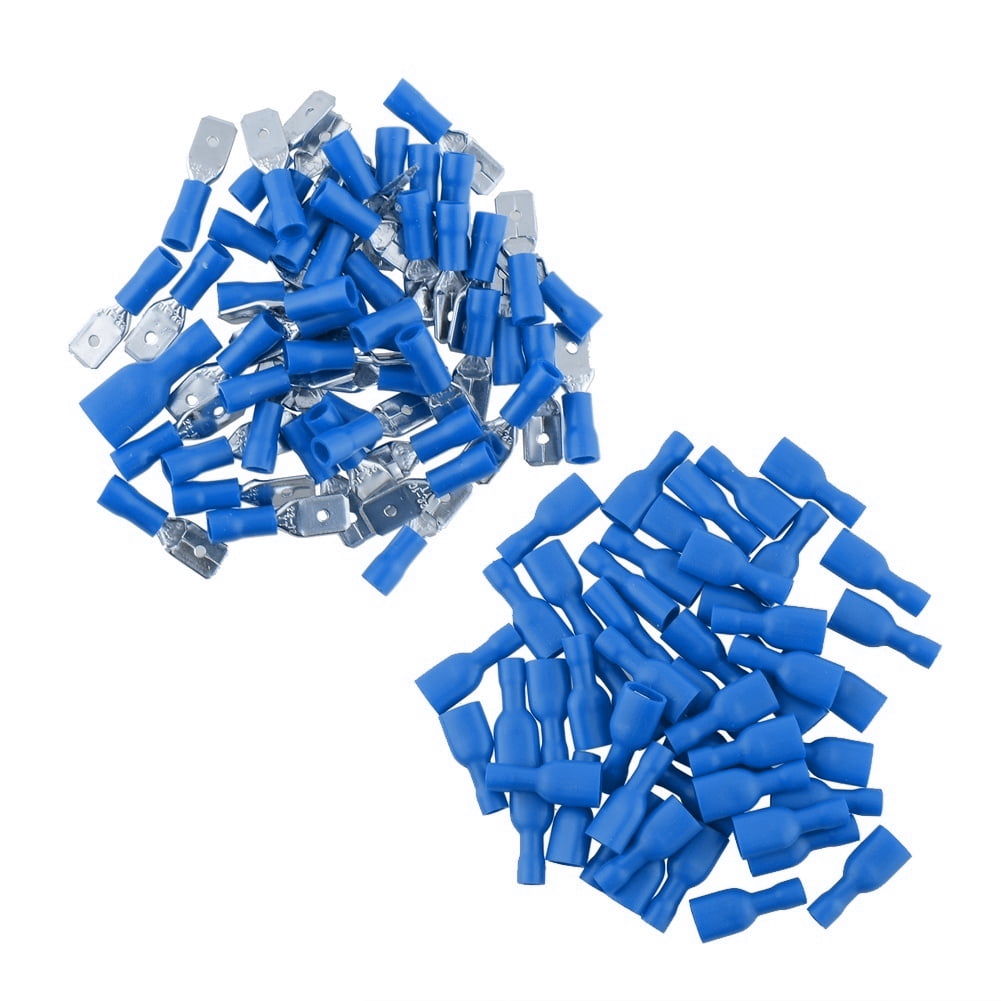 whatBYDs 50Pairs Wire Connectors Assortment Kit Insulated Spade Electrical Crimp Wire Cable Connector Terminal Kit Blue whatBYDs 50Pairs Wire Connectors Assortment Kit Insulated Spade Electrical Crimp Wire Cable Connector Terminal Kit Blue