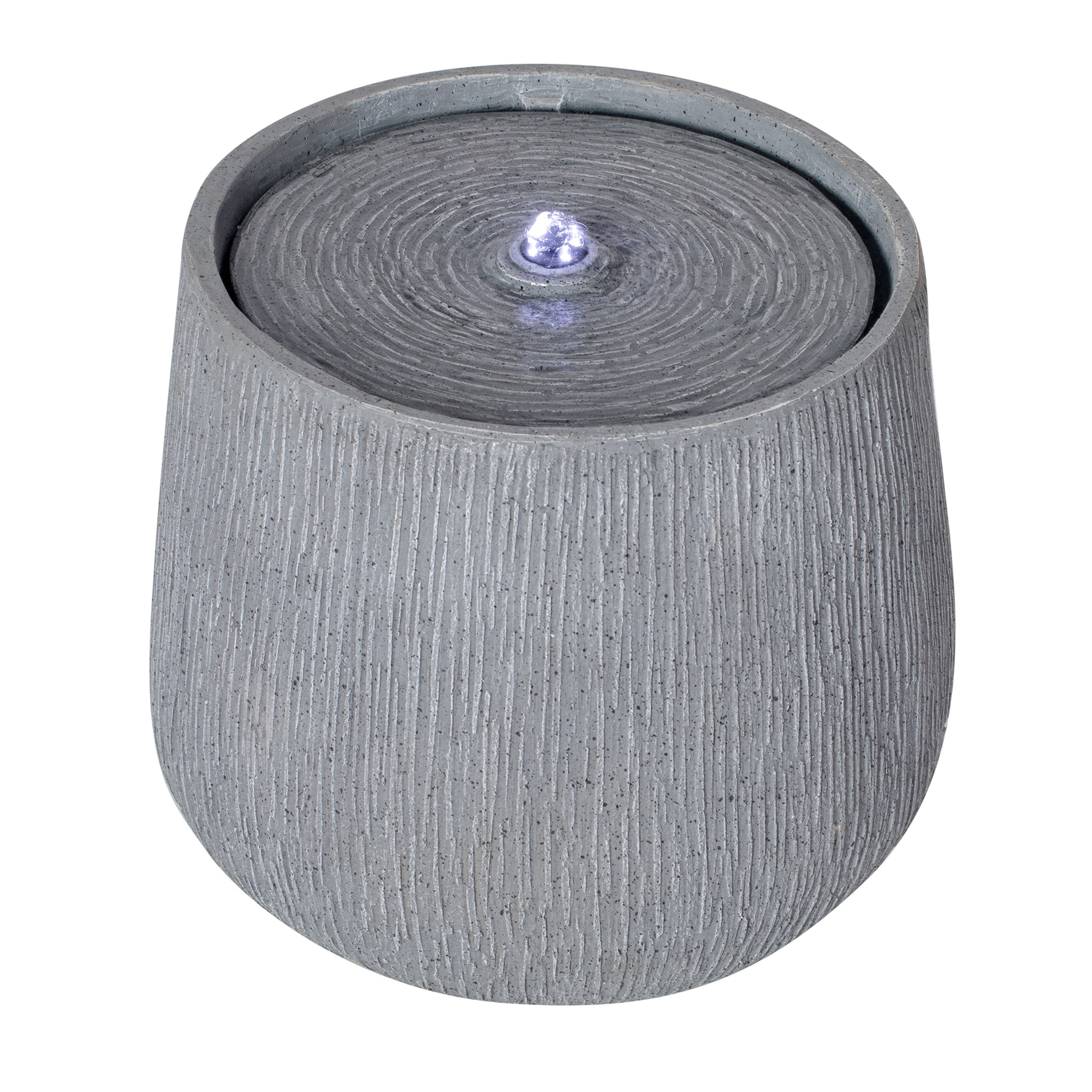Christopher Knight Home 12.99" Outdoor Bowl-Shaped Water Fountain with LED Light, Gray