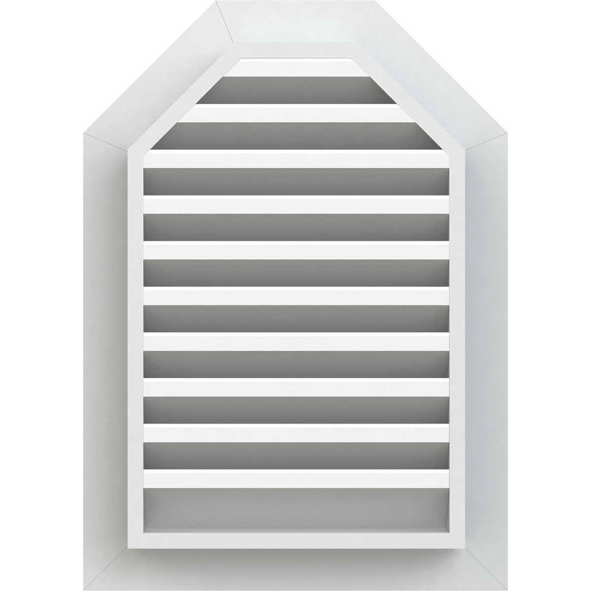 18"W x 30"H Octagonal Top Gable Vent (23"W x 35"H Frame Size): Functional, PVC Gable Vent w/ 1" x 4" Flat Trim Frame