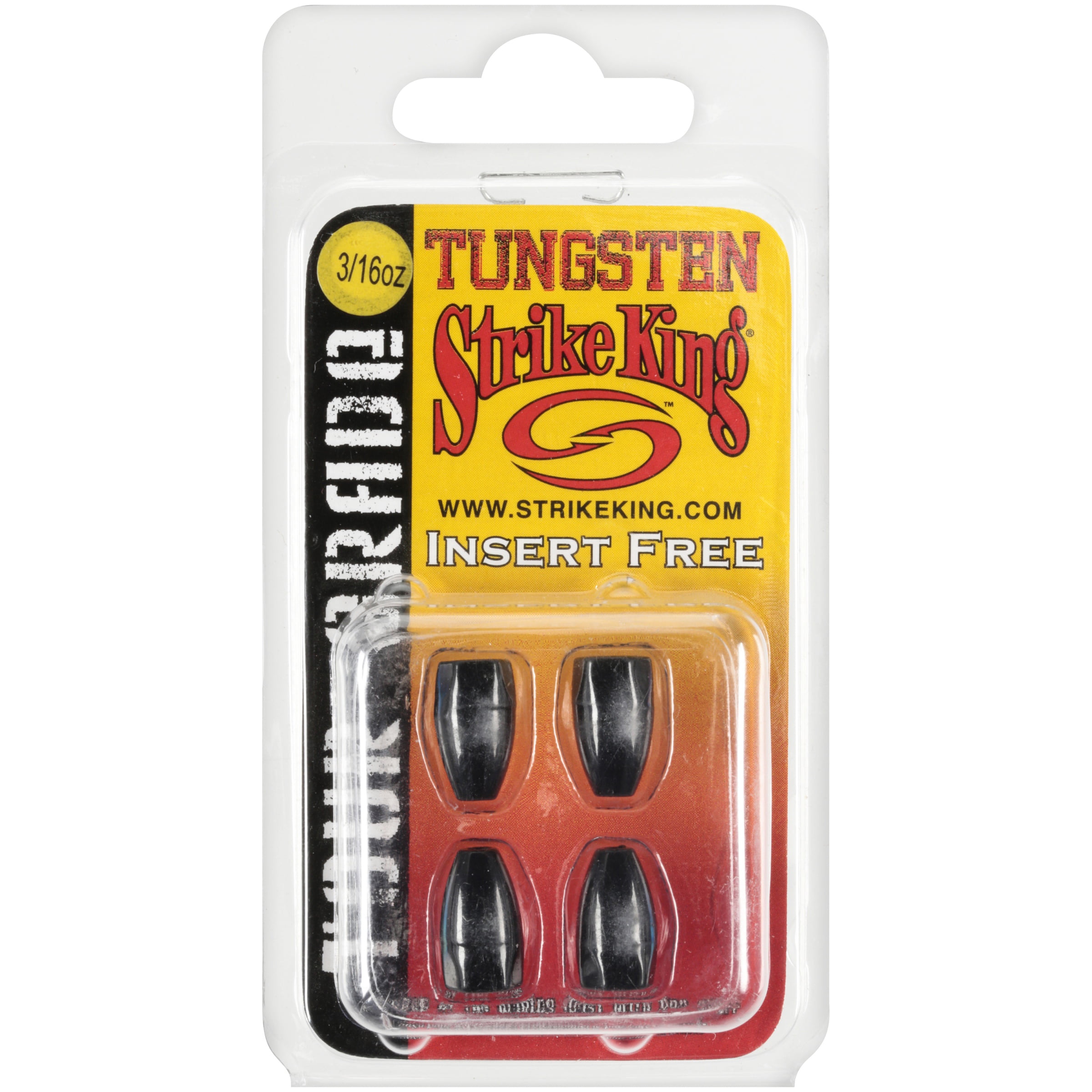 Strike King Tungsten Bullet Worm Weight 3/16 Ounce Black 2 Pack 
