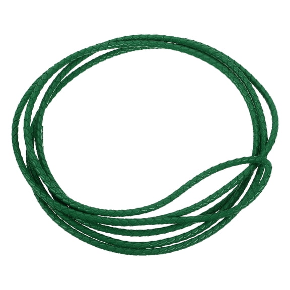 2.2 Yards 4mm Dia Leather Cord Braided String for DIY Crafting, Dark Green