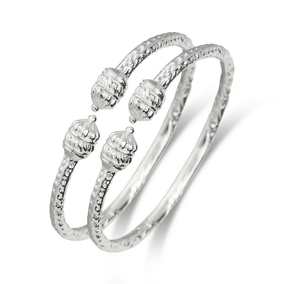 Better Jewelry .925 Sterling Silver Taj Mahal Bangles (1 Pair)