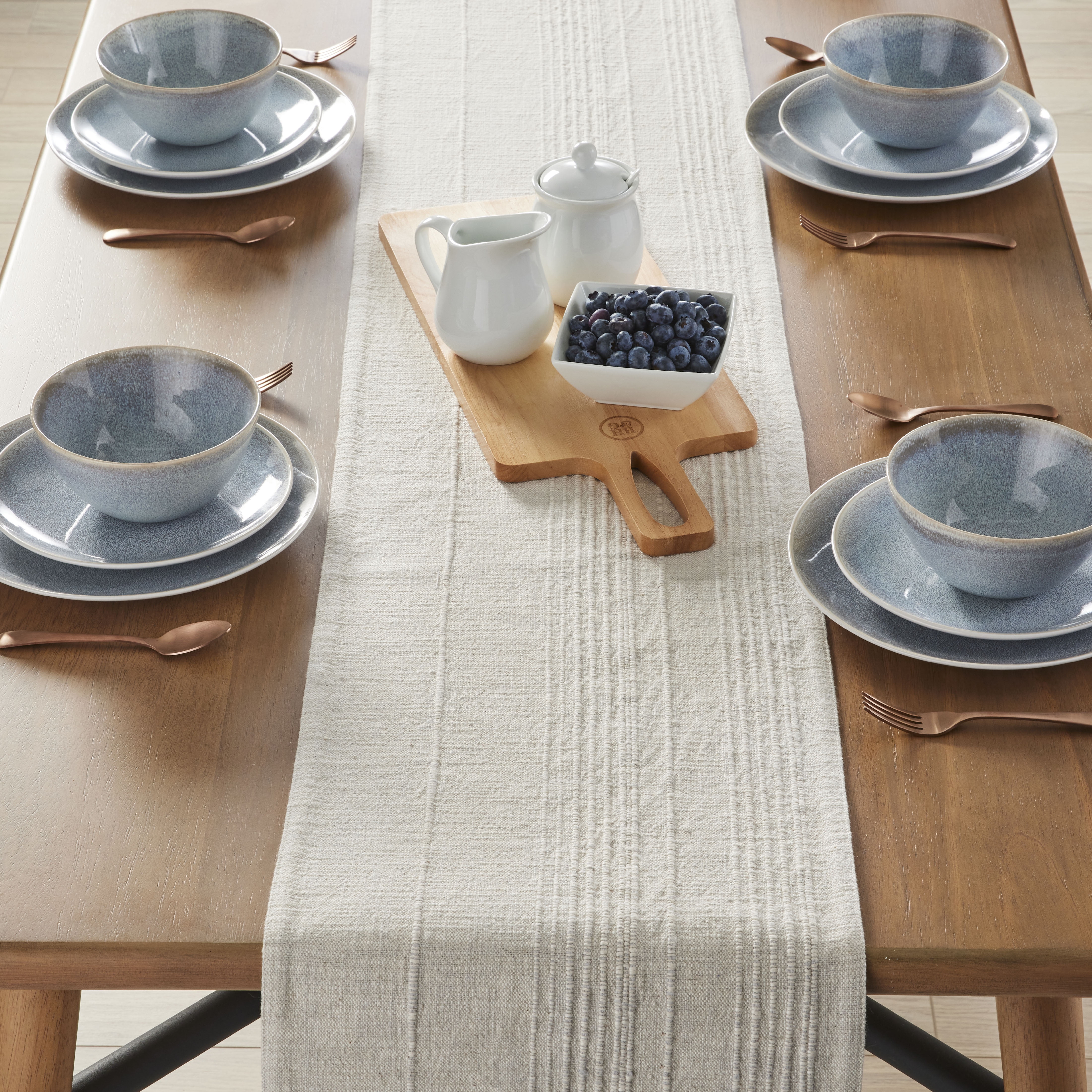 Better Homes & Gardens Beige and Gray Woven Table Runner - 14" x 90" - Soft Silver - 100% Cotton